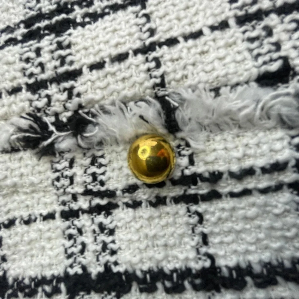 Tweed Mini Skirt Plaid Black White XL‎ NWT Kate Kasin